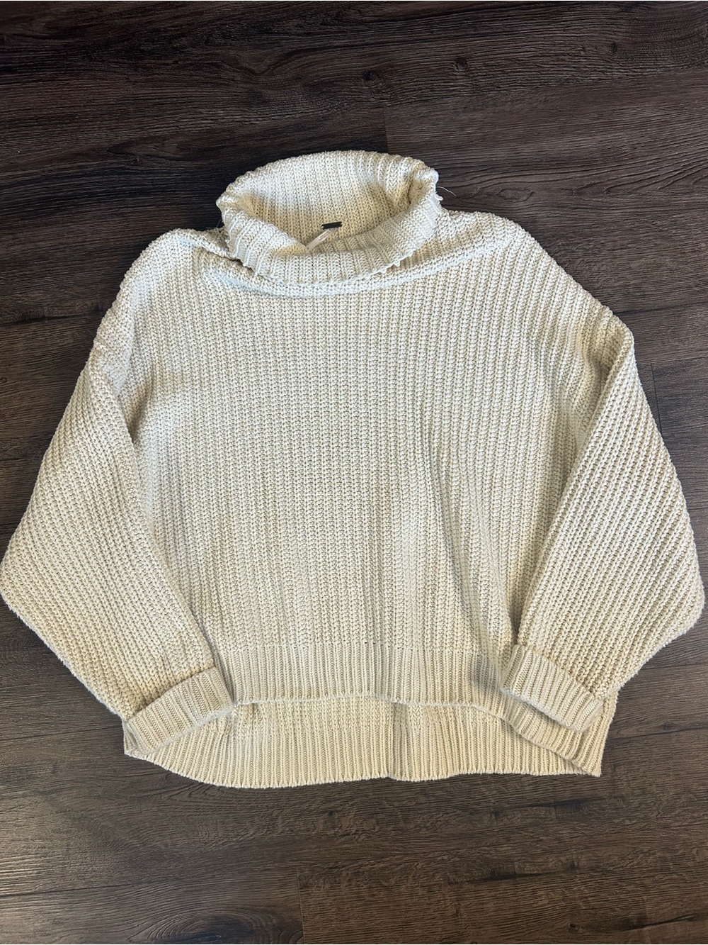 Free People Rollneck Beige Oversized Sweater